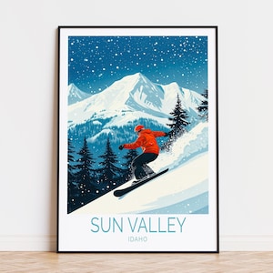 Sun Valley Idaho Travel Poster, Idaho Wall Art, Sun Valley Print, Ski Resort Poster, Birthday Gifts, Wedding Present