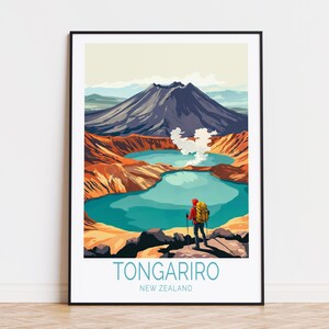 Tongariro New Zealand Travel Poster, New Zealand Wall Art, Mount Tongariro Print, Home Decor, Birthday Present, Custom Travel Poster