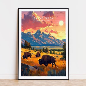 Grand Teton Reiseplakat, Nationalpark-Wandkunst, Grand Teton National Park Druck, Benutzerdefiniertes Reiseplakat, Wohnkultur