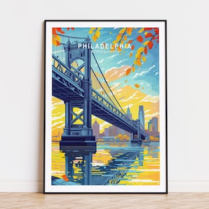 Philadelphia Travel Poster, Pennsylvania Wall Art, Pennsylvania Travel Print, Birthday Gifts, Wedding Present, Home Decor