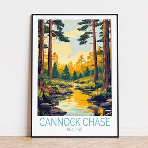 Cannock Chase Travel Poster, England Wall Art, Cannock Chase England Print, Home Decor, Personalised Gifts, Birthday Present