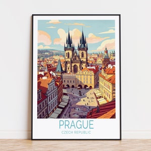 Póster de viaje de Praga, arte mural de la República Checa, impresión de Praga, póster de viaje personalizado, regalo de cumpleaños, regalos de boda, decoración del hogar