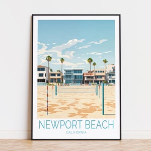 Newport Beach Travel Poster, California Wall Art, Newport Beach Print, Birthday Gifts, Wedding Present, Custom Travel Poster