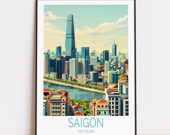 Póster de viaje de Saigón, Vietnam, arte mural de la ciudad de Ho Chi Minh, impresión de Saigón, Vietnam, regalos de inauguración de la casa, regalo de cumpleaños