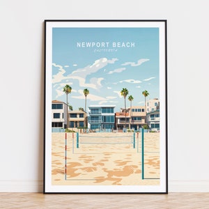 Newport Beach Travel Poster, California Wall Art, Newport Beach Print, Personalised Travel Poster, Home Decor, Birthday Gifts