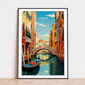 Venice Travel Poster, Italy Wall Art, Venice Italy Print, Birthday Gifts, Custom Travel Poster, Home Decor, Minimalist Cityscape