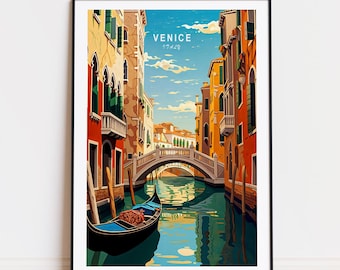 Venice Travel Poster, Italy Wall Art, Venice Italy Print, Birthday Gifts, Custom Travel Poster, Home Decor, Minimalist Cityscape