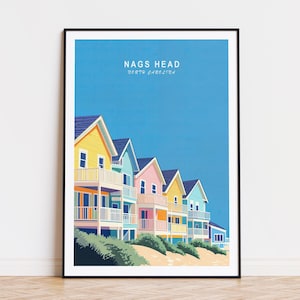 Nörge Kopf Reise Poster, North Carolina Wandkunst, Nörge Kopf Drucken, Wohnkultur, Geburtstagsgeschenk, Benutzerdefiniertes Reiseplakat