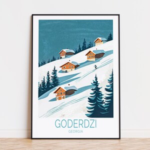 Goderdzi Georgien Reiseposter, Georgien Wandkunst, Goderdzi Ski Resort Print, Benutzerdefiniertes Reiseposter, Home Decor, Geburtstagsgeschenke
