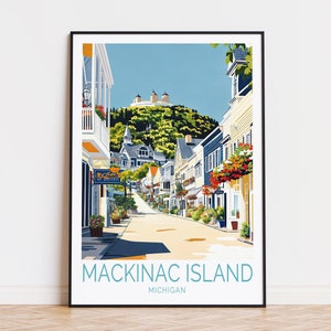 Mackinac Island Travel Poster, Michigan Wall Art, Mackinac Island Print, Personalised Travel Poster, Birthday Gifts, Home Decor