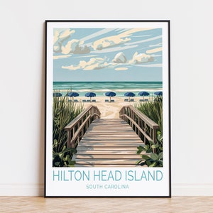 Hilton Head Island Travel Poster, South Carolina Wall Art, Beach Poster, Hilton Head Print, Birthday Gifts, Wedding Present