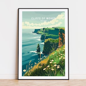 Cliffs Of Moher Irland Wandkunst, Cliffs Of Moher Irland Poster, Wanddekoration, Küsten Dekor, Geburtstagsgeschenke