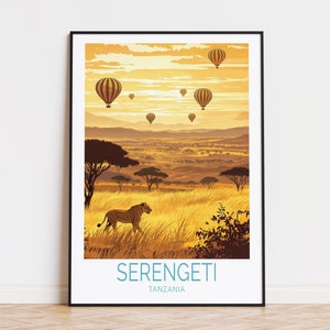 Serengeti National Park Travel Poster, Tanzania Wall Art, Serengeti Tanzania Print, Home Decor, Birthday Gifts, Personalised Travel Poster
