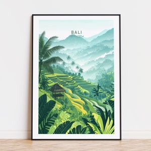 Poster de voyage à Bali, art mural Indonésie, impression Bali Indonésie, cadeaux d'anniversaire, cadeau de mariage, poster de voyage personnalisé, décoration d'intérieur