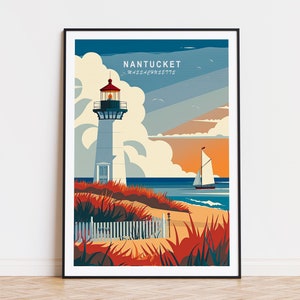 Nantucket Reise Poster, Massachusetts Reise, Leuchtturm Poster, Hochzeitsgeschenke, Geburtstagsgeschenk, Home Decor