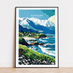 Kaikoura New Zealand Travel Poster, New Zealand Wall Art, Kaikoura Coast Print, Personalised Gifts, Birthday Present