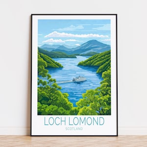 Loch Lomond Travel Poster, Scotland Wall Art, Loch Lomond Scotland Print, Birthday Present, Home Decor, Custom Travel Poster