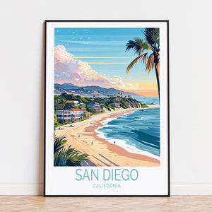 San Diego Kalifornien Reiseplakat, Kalifornien Wandkunst, San Diego Druck, Wohnkultur, personalisierte Reiseplakat, Geburtstagsgeschenke