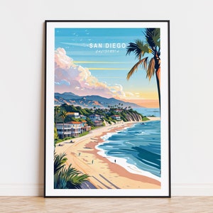 San Diego Kalifornien Reise Poster, Kalifornien Wand Kunst, San Diego Druck, Wohnkultur, Geburtstagsgeschenk, minimalistische Stadtansicht