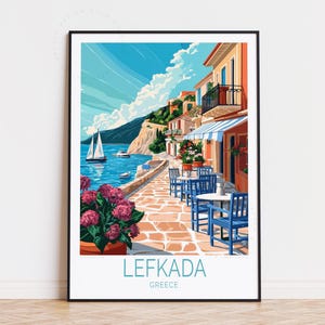 Lefkada Greece Travel Poster, Greece Wall Art, Lefkada Print, Birthday Present, Housewarming Gifts, Custom Travel Poster