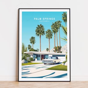 Palm Springs California Travel Poster, California Wall Art, Palm Springs Print, Housewarming Gifts, Birthday Present, Minimalist Cityscape