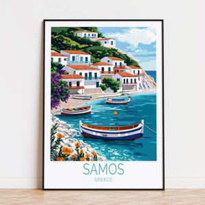 Samos Travel Poster, Greece Wall Art, Samos Greece Print, Home Decor, Personalised Travel Poster,  Birthday Present, Anniversary Gifts