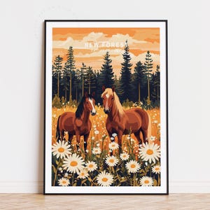 New Forest England Reiseplakat, England Wandkunst, New Forest Druck, Geburtstagsgeschenk, Innendekor, minimalistische Stadtlandschaft