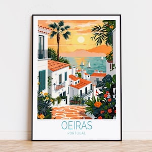 Affiche de voyage Oeiras Portugal, art mural Portugal, impression Oeiras, décoration d'intérieur, cadeaux d'anniversaire, affiche de voyage personnalisée
