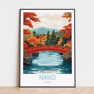 Affiche de voyage Nikko, art mural Japon, impression Nikko Japon, décoration murale Nikko, cadeau de mariage, affiche de voyage personnalisée, décoration d'intérieur
