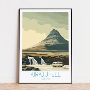 Kirkjufell Iceland Travel Poster, Iceland Wall Art, Kirkjufell Print, Home Decor, Birthday Gifts, Personalised Travel Poster