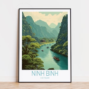 Ninh Bình Travel Poster, Vietnam Wall Art, Ninh Bình Hoa Lư Print, Housewarming Gifts, Birthday Present