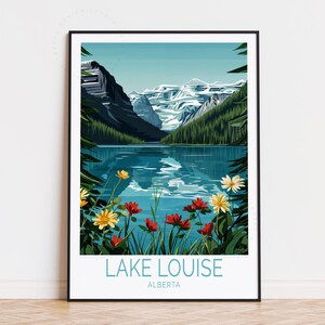 Affiche de voyage Lake Louise, art mural Canada, impression Lake Louise, décoration d'intérieur, cadeaux d'anniversaire, affiche de voyage personnalisée