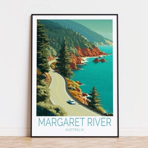 Poster di viaggio di Margaret River, Australia, arte murale australiana, stampa di Margaret River, regalo di compleanno, regali di inaugurazione della casa