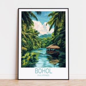 Affiche de voyage Bohol aux Philippines, art mural Philippines, impression Bohol, décoration d'intérieur, cadeaux d'anniversaire, affiche de voyage personnalisée