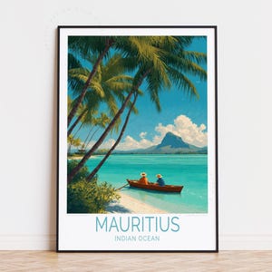 Mauritius Africa Travel Poster, Indian Ocean Wall Art, Mauritius Print, Home Decor, Birthday Gifts, Custom Travel Poster