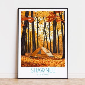 Poster turistico del campeggio al Shawnee State Park, arte murale della Pennsylvania, stampa del Shawnee State Park, arredamento per la casa, regali di compleanno, regalo per lei