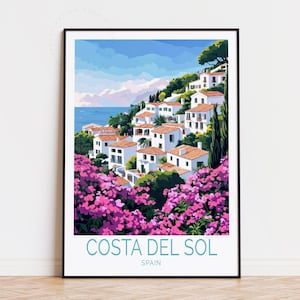 Costa Del Sol Travel Poster, Spain Málaga Wall Art, Costa Del Sol Print, Housewarming Gifts,  Custom Travel Poster, Birthday Present
