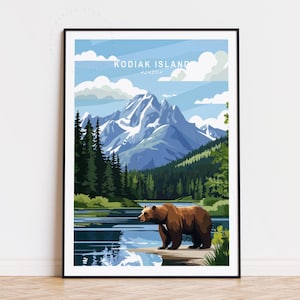 Kodiak Island Alaska Travel Poster, Alaska Wall Art, Kodiak Island Print, Custom Travel Poster, Home Decor, Birthday Gifts