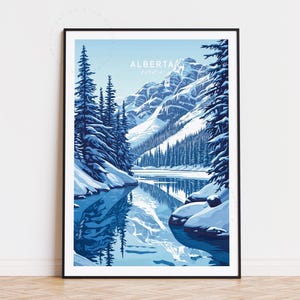 Alberta Travel Poster, Canada Wall Art, Alberta Canada Print, Home Decor, Birthday Gifts, Custom Travel Poster, Minimalist Cityscape