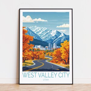 West Valley City Travel Poster, Utah Wall Art, West Valley Print, Birthday Gifts, Personalised Travel Poster, Home Decor
