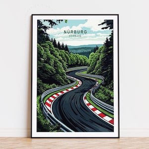 Affiche de voyage Nürburg, art mural Allemagne, impression Nürburg Allemagne, cadeau d'anniversaire, décoration d'intérieur, paysage urbain minimaliste, cadeaux personnalisés