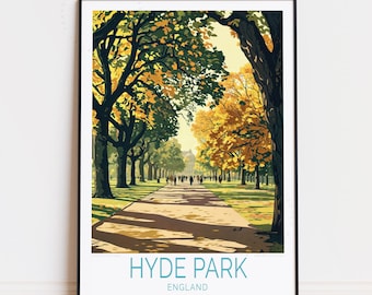 Affiche de voyage Hyde Park Angleterre, art mural Angleterre, impression Hyde Park Londres, affiche de voyage personnalisée, cadeaux d'anniversaire, décoration d'intérieur