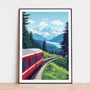 Rigi Mountain Switzerland Travel Poster, Switzerland Wall Art, Rigi Mountain Print, Birthday Gifts, Minimalist Travel Poster, Home Decor
