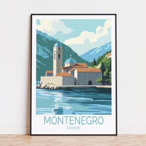 Poster de voyage Monténégro Europe, art mural Europe, impression Balkans Monténégro, cadeaux d'anniversaire, décoration d'intérieur, cadeau de mariage