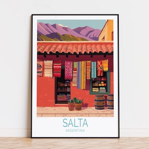 Poster de voyage Salta Argentine, art mural Argentine, impression Salta, cadeaux d'anniversaire, décoration d'intérieur, poster de voyage personnalisé