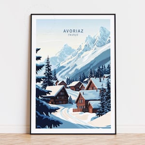 Avoriaz France Travel Poster, France Wall Art, Avoriaz Print Home Decor, Birthday Gifts, Custom Travel Poster, Minimalist Cityscape