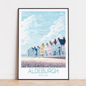 Aldeburgh Travel Poster, England Wall Art, Aldeburgh England Print, Birthday Gifts, Personalised Travel Poster, Home Decor