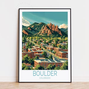 Boulder Colorado Travel Poster, Colorado Wall Art, Boulder Print, Birthday Present, Home Decor, Personalised Gifts