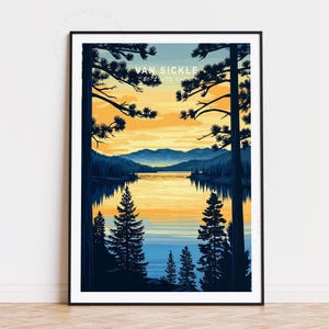 Póster de viaje del Parque Biestatal Van Sickle, arte mural de California, impresión de Van Sickle, California, regalo de cumpleaños, decoración del hogar