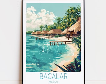 Bacalar reisposter, Mexico kunst aan de muur, Bacalar Mexico print, housewarming geschenken, verjaardagscadeau, aangepaste reisposter